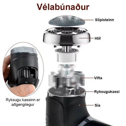 Rafknúin fótaþjöl með innbyggðri ryksugu
